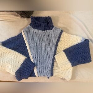 Altar'd State Navy and Cream Knit Sweater